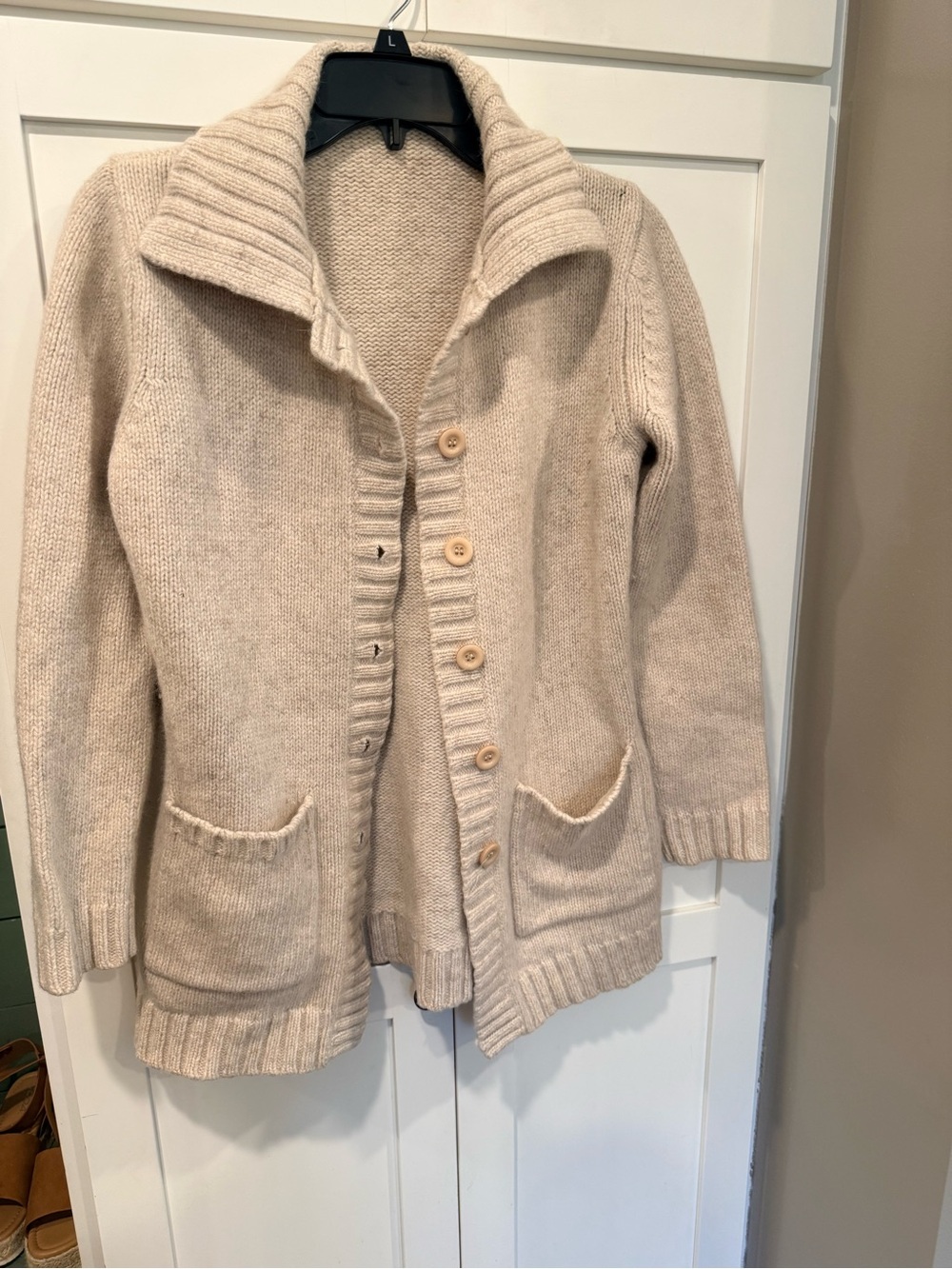 GAP Cream Button-Up Shawl Collar Cardigan